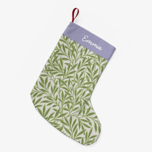 Vintage Green Willow Leaves Botanical Pattern Small Christmas Stocking