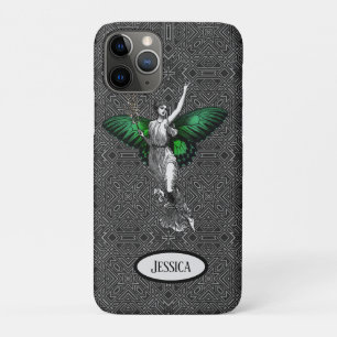 Vintage Green Wing Fairy Art Deco Personalised iPhone 11 Pro Case