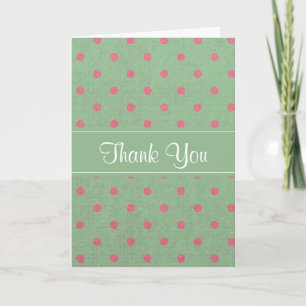 Vintage Green with Pink Polka Dots Thank You