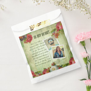 Vintage Green Wooden Floral Romantic Love Letter Favour Bags