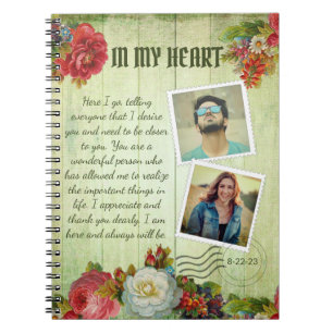 Vintage Green Wooden Floral Romantic Love Letter  Notebook