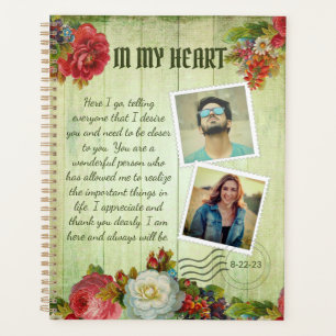 Vintage Green Wooden Floral Romantic Love Letter  Planner