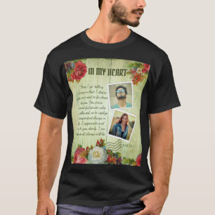 Vintage Green Wooden Floral Romantic Love Letter  T-Shirt