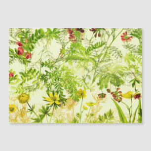 Vintage Green Woodland Botanical Leaves Wildflower