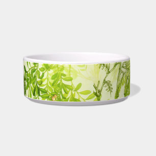 Vintage Green Woodland Botanical Leaves Wildflower Bowl