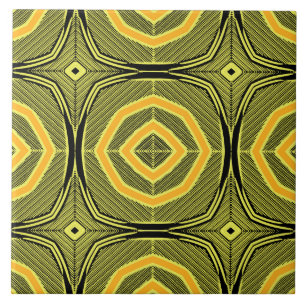 Vintage green yellow geometric pattern  tile