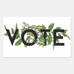 Vintage Greenery Floral Elegant Feminine Go Vote Rectangular Sticker