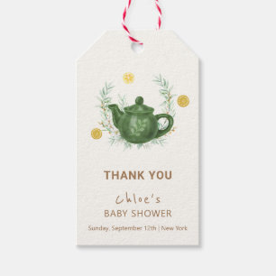 Vintage Greenery Orange Par-Tea Baby Shower  Gift Tags
