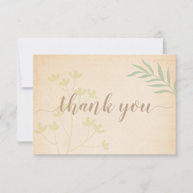 Vintage Greenery  Thank You Card (Front)