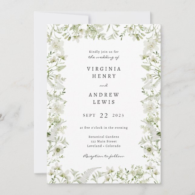 Vintage Greenery Wedding Invitation (Front)