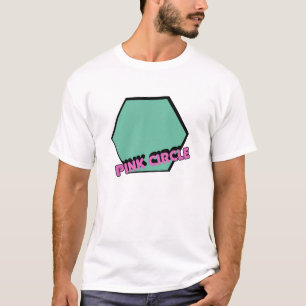 Vintage Greenish Hexagon with Pink Circle Text T-Shirt