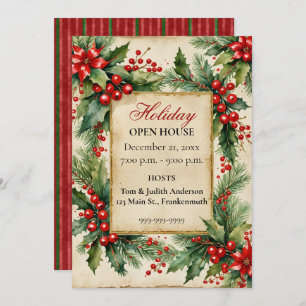 Vintage Greens Holiday Open House Invitation
