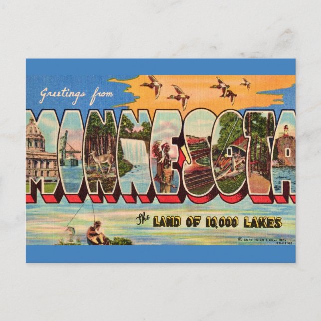 Vintage Greeting for Minnesota  Postcard (Front)