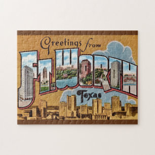 Vintage Greeting Fort Worth TX Jigsaw Puzzle
