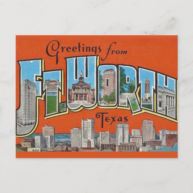 Vintage Greeting  Fort Worth TX  Postcard (Front)