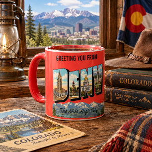 Vintage Greeting You From Denver Colorado Travel Mug