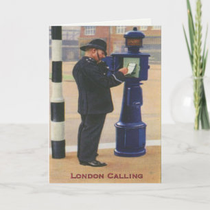 Vintage Greetingcard With London Police Calling Card