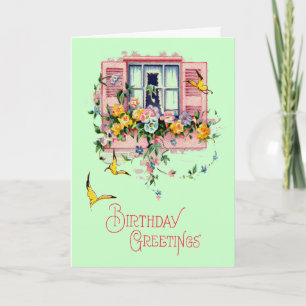 Vintage Greetings Birthday Card