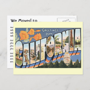 Vintage Greetings California, Change of Address Announcement Postcard