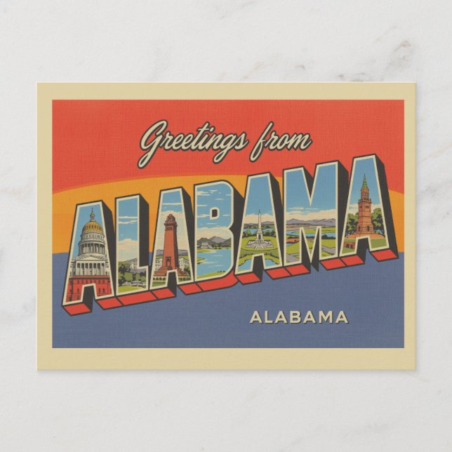 Vintage "Greetings from Alabama" Postcard (Front)