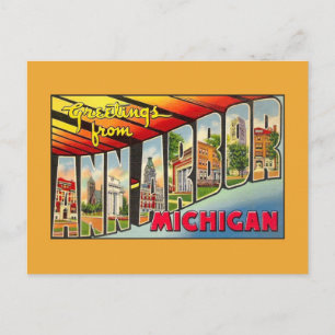 Vintage greetings from Ann Arbor MI Postcard