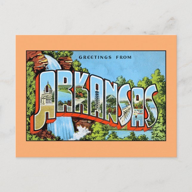 Vintage greetings from Arkansas Postcard (Front)