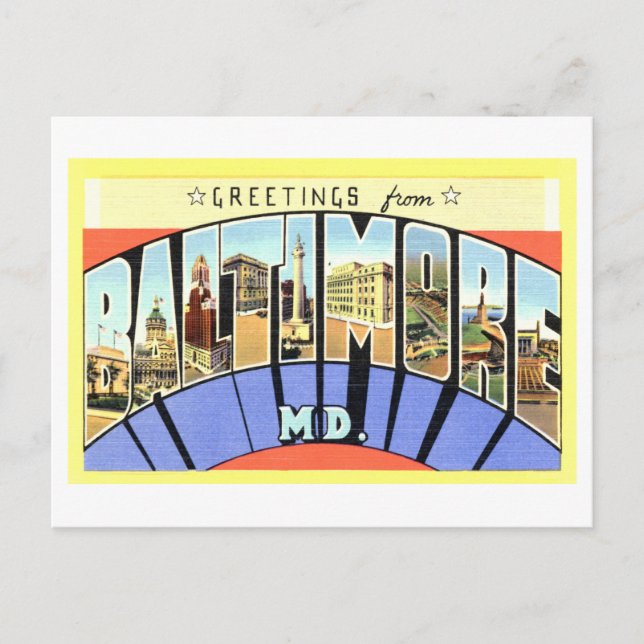 Vintage Greetings from Baltimore, Maryland Postcard (Front)