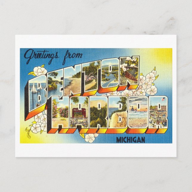 Vintage Greetings from Benton Harbour, Michigan Postcard (Front)