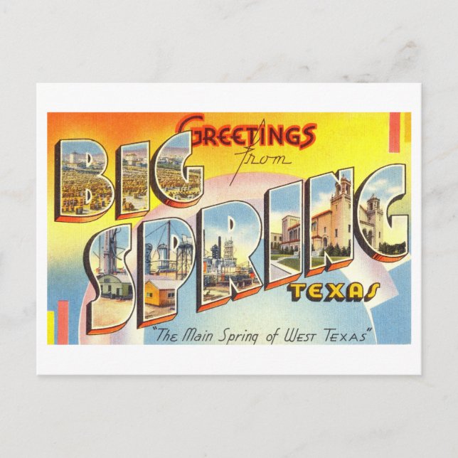 Vintage Greetings from Big Spring, Texas Postcard (Front)