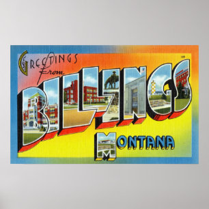 Vintage Greetings from Billings Montana Travel Poster
