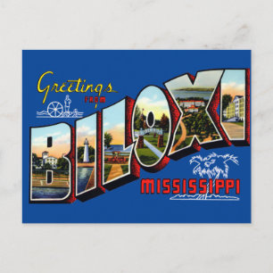 Vintage Greetings From Biloxi, Mississippi Travel Postcard