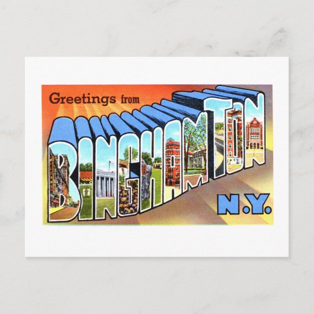 Vintage Greetings from Binghamton, New York, Postcard (Front)