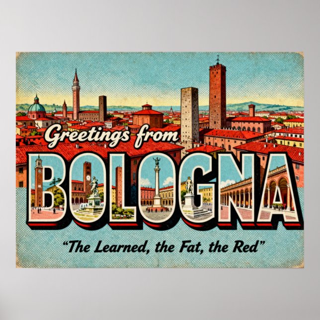 Vintage Greetings from Bologna Poster (Front)