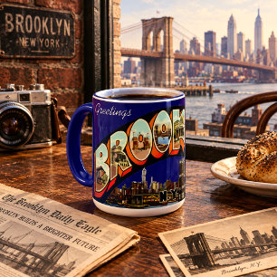 Vintage Greetings From Brooklyn, New York Travel Mug