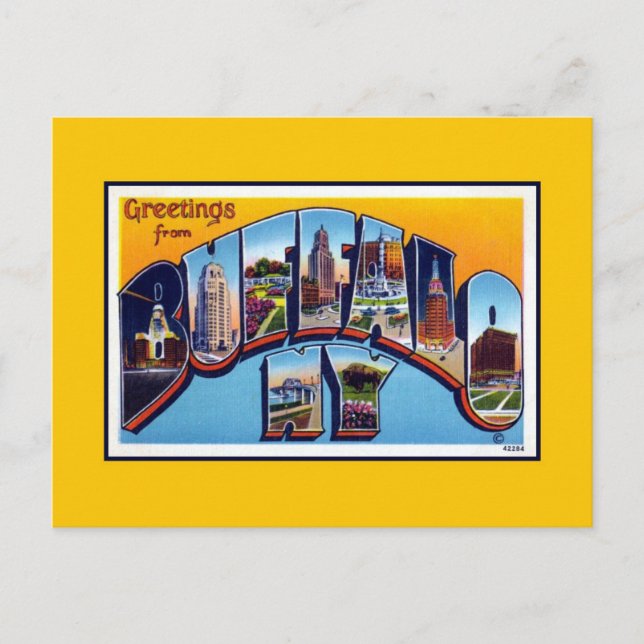 Vintage greetings from Buffalo NY Postcard (Front)
