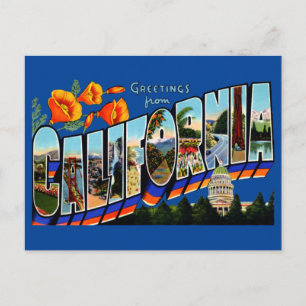 Vintage Greetings From California Travel Postcard