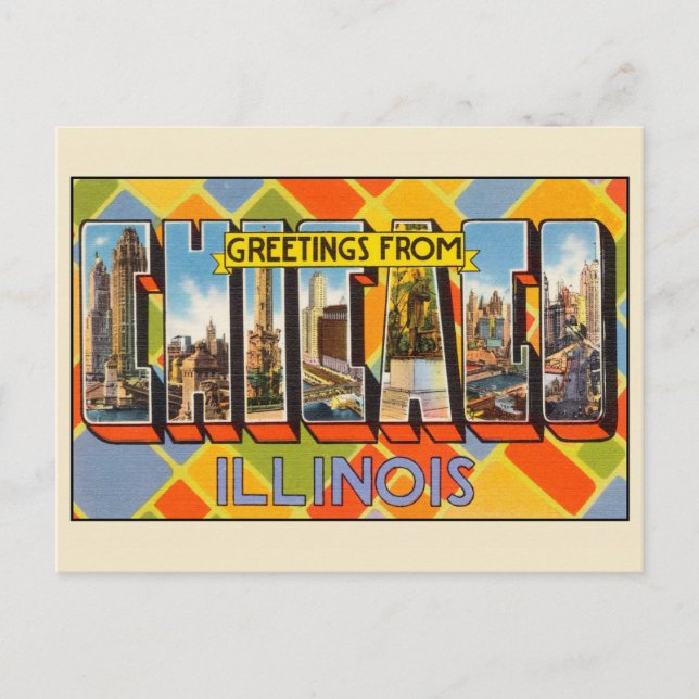 Vintage Greetings From Chicago Illinois Postcard (Front)