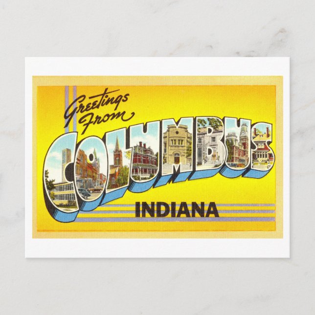 Vintage Greetings from Columbus, Indiana Postcard (Front)