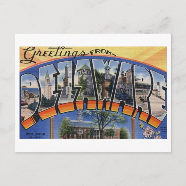 Vintage Greetings from Delaware Postcard (Front)