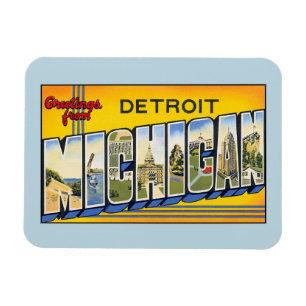 Vintage greetings from Detroit Michigan Magnet