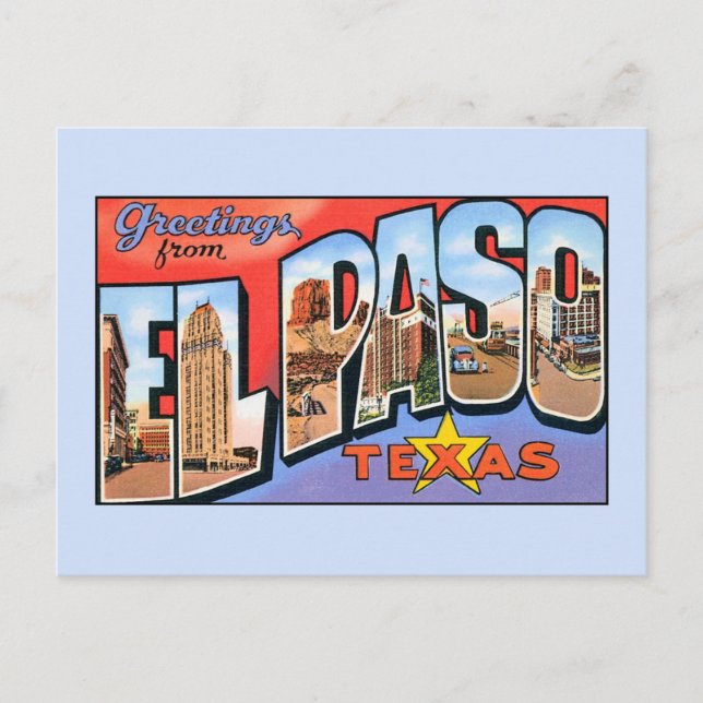 Vintage greetings from El Paso Texas Postcard (Front)