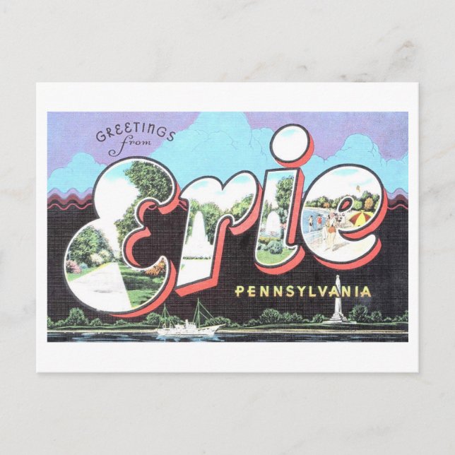 Vintage Greetings from Erie, Pennsylvania Postcard (Front)