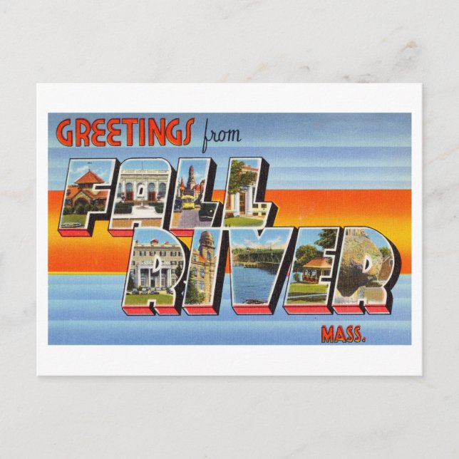 Vintage Greetings from Fall River, Massachusetts Postcard (Front)