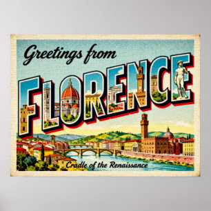 Vintage Greetings from Florence Poster