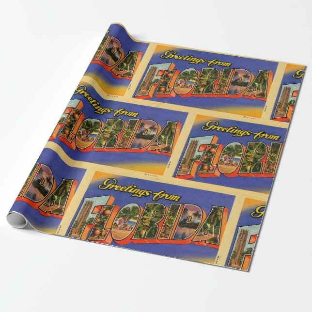 Vintage Greetings from Florida Wrapping Paper (Unrolled)