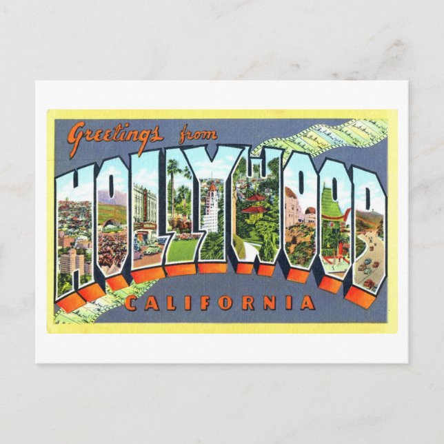 Vintage Greetings from Hollywood, California Postcard (Front)