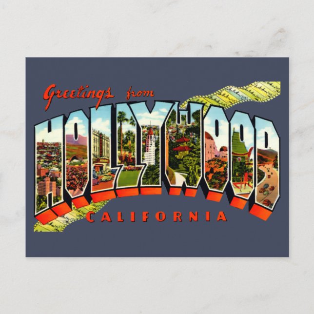 Vintage Greetings From Hollywood Travel Postcard (Front)