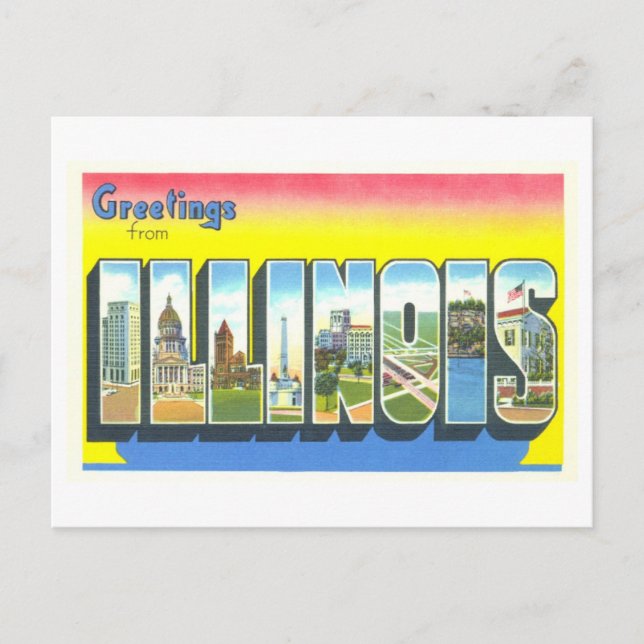 Vintage Greetings from Illinois Postcard (Front)