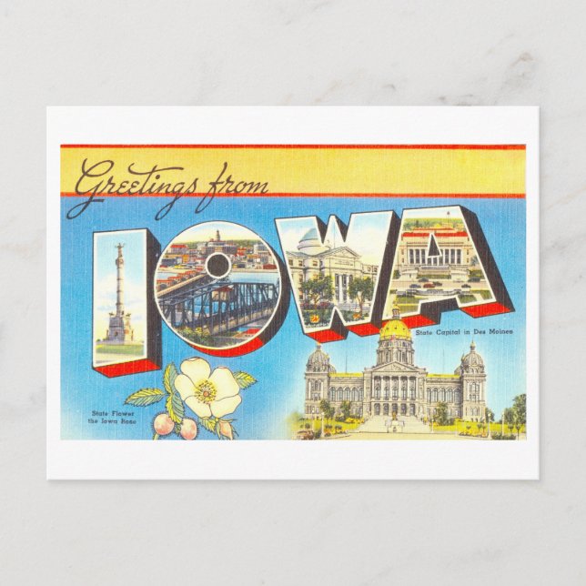 Vintage Greetings from Iowa Postcard (Front)