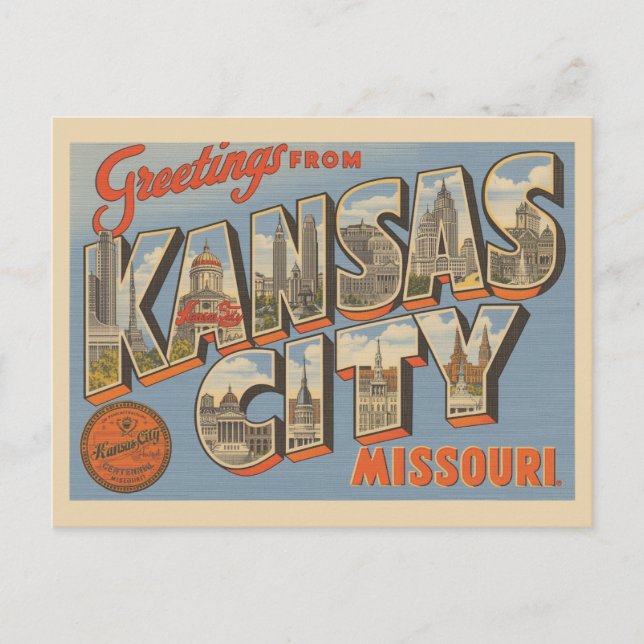 Vintage "Greetings from Kansas City, Missouri" Postcard (Front)